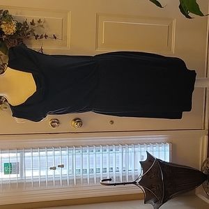 Anne Klein black slip on dress draped neck elastic waist Sleeveless Small EUC …